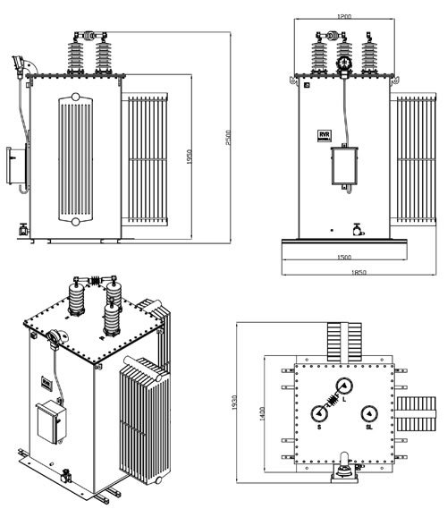 substation single phase 32 step voltage regulator dimension